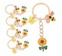 ULTECHNOVO 5 Piezas Anillo de llave de girasol accesorios para fiesta de primavera llavero con tema de abeja mochila colgante abeja Diseño de abejas lindo llavero de animales Aleación de zinc