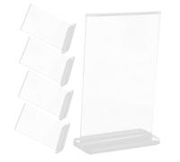 ULTECHNOVO 5 Piezas Soporte de Carteles Acrílico Transparente para Menús de Exhibidor Vertical para Escritorio para y