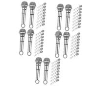 ULTECHNOVO 5 Series Mini Micrófono Modelo Escena Micrófono Miniatura Juguete Micrófono Falso Accesorio Casa De Muñecas Bricolaje Escala Pequeña Casa De Muñecas Miniaturas Mini 10 Piezas x 5