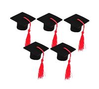 ULTECHNOVO 5piezas Decoración De Sombrero De Doctorado Mini Tapa De Doctorado para Botella De Vino Adorables Borlas Rojas para Celebraciones De Graduación