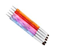 ULTECHNOVO 5piezas Pinceles de Manicura de Doble Punta para Taladro para Decoración de Uñas para Punteado Modelado Gel Acrílico UV