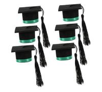 ULTECHNOVO 6 Piezas Decoración De Sombrero De Médico Mini Tapas De Botellas De Graduación Mini Birrete De Graduación 2024 Tapa De Botella Toppers Tela De Fieltro Green