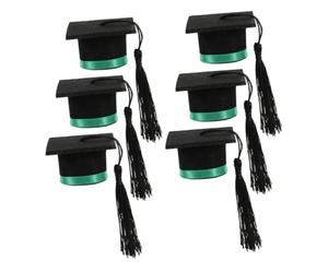 ULTECHNOVO 6 Piezas Decoración De Sombrero De Médico Mini Tapas De Botellas De Graduación Mini Birrete De Graduación 2024 Tapa De Botella Toppers Tela De Fieltro Green