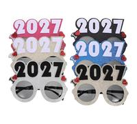 ULTECHNOVO 6 Piezas Gafas Material PC para Año 2027 sin Lentes Diseño y Brillante para Fiestas y Celebraciones Unisex Que Se Adapta Mayoría de Rostros