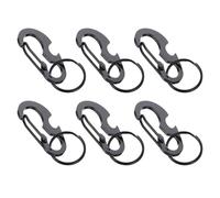 ULTECHNOVO 6 Piezas Llavero Abrebotellas Hebilla en Forma de D | Mosquetón Multifunción para Senderismo y Escalada, Accesorio Práctico de Exterior, Color Negro