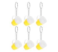 ULTECHNOVO 6 Piezas Llavero Diseño Adorable y Resistente Amarillo Dije de Jarra de Cerveza de Pvc sin Decoloración y Apto Adecuado para Llaves de Coche y Oficina