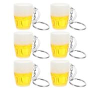 ULTECHNOVO 6 Piezas Llavero Resistente y Seguro en Pvc Amarillo Dije de Jarra de Cerveza Diseño Adorable Adecuado para Llaves de Casa y Coche