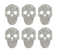 ULTECHNOVO 6 Piezas Parche Termoadhesivo Material Resina Autoadhesivo de Calavera Gemas de Imitación Plateados para Ropa y Bolsos Adecuado para Manualidades DIY y Reparación