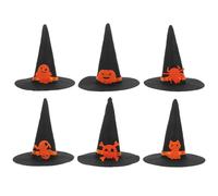 ULTECHNOVO 6 Piezas Sombrero de Bruja de Fieltro Negro para Halloween, Accesorios Reutilizables y Cómodos para Decoración de Fiesta y Hogar, Estilo Clásico Elementos Temáticos