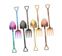 ULTECHNOVO 8 piezas Cucharas y Tenedores Inoxidable con Forma de Pala Resistentes para Postres Café Helados y Frutas Diseño Único Colores Rosa y Negro Fáciles de Limpiar y Duraderas