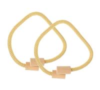 ULTECHNOVO Abrazaderas Magnéticas para Cortinas 2 Piezas Sujetadores Imán y Madera Redonda Color Dorado Correas Trenzadas de Poliéster para Decoración y Sujeción de Cortinas el Hogar