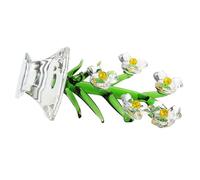 ULTECHNOVO Adorno de Orquídea Cristalina Blanca para Escritorio Figura Decorativa de Bonsái Artificial Estable Regalo para Hogar Oficina Especiales