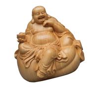ULTECHNOVO Adorno Maitreya Buda de Madera Tallada Estatua Budista Decorativa para Hogar Oficina Coche Figura Budas con Base Estable y Diseño