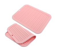 ULTECHNOVO Alfombrilla para Rizador Resistente al Calor 2 Piezas de Silicona Rosa, Almohadilla Térmica Portátil para Planchas y Rizadores, Soporte Compacto para Viaje y Uso Doméstico