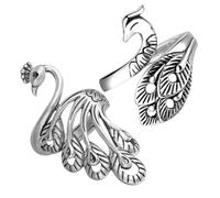 ULTECHNOVO Anillos de Tensión de Crochet Ajustables en Aleación Antigua, Guía de Hilo para Tejer a Mano, 2 Piezas con Diseño Pavo Real 3d para Accesorios de Crochet y Manualidades de Costura