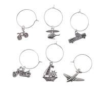 ULTECHNOVO Anillos Metálicos Para Copas De Vino Dijes De Cristal, Juego De 6 Piezas, Decoración Para Fiestas y Eventos, Identificadores Funcionales Para Vino