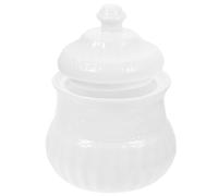ULTECHNOVO Azucarero de Cerámica Blanco, Bote de Condimentos Práctico y Elegante para Cocina, Tarro Dispensador de Sal y Miel Diseño Sencillo y Acabado Fino