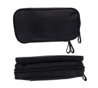 ULTECHNOVO Bolsa de Maquillaje Cremallera Doble Capa Negra 1 Unidad Tamaño Mediano para Mujer Organización de Cosméticos Viaje y Aseo Personal
