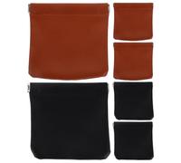 ULTECHNOVO Bolsa de Maquillaje Pequeña Cierre Automático 6 Piezas 12 X 113 CM PU Resistente Colores Negro y Marrón Tierra Organizador Portátil para Cosméticos Auriculares y Llaves