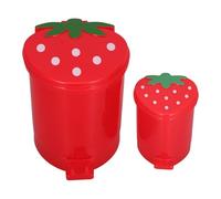 ULTECHNOVO Bote de Basura de Dibujos Animados en Forma de Fresa, Mini Papelera de Escritorio de Plástico Rojo, Conjunto 2 Piezas (mini Pequeño), Adecuado para Oficina, Dormitorio y Reciclaje