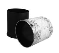 ULTECHNOVO Bote de Basura Redondo de Mármol Blanco Papelera Conveniente para Baño y Cocina Cubo de Basura Inoxidable de Moderno y de Limpiar