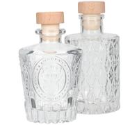 ULTECHNOVO Botellas de Vidrio Transparentes Estilo Europeo Tapa Hermética, Mini Set 2 Piezas (1 3), Diseño Románico, para Vino, Licor y Decoración del Hogar