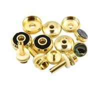ULTECHNOVO Botones de Válvula para Trompeta con Borde Dorado Cubiertas de Pistón Metálicas Resistentes para Reparación y Mejora del Sonido Compatibles con Varios Modelos Fácil Instalación y