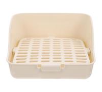 ULTECHNOVO Caja de Arena para Conejos de Color Blanco, Orinal Esquinero para Mascotas, Bandeja de Entrenamiento Diseño Antideslizante y Cerca Elevada para Cobayas y Conejos Adultos, Fácil