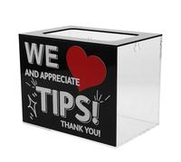 ULTECHNOVO Caja de Donación de Acrílico Negra 15x13x10 Cm Ranura para Propinas, Urna de Votación y Buzón de Sugerencias, Compacta y Transparente para Oficinas, Escuelas y Bares