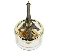 ULTECHNOVO Caja de Música de Cuerda con Estatua de Torre Eiffel de Metal, Mecanismo Chapado en Oro, Melodía Castle In The Sky, Decoración Vintage para Escritorio, Obsequio Original