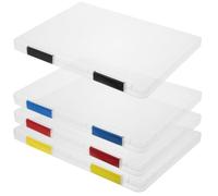 ULTECHNOVO Caja Organizadora de Archivos A5 Transparente 24x17x2 Cm, 4 Unidades Colores Negro, Azul, Rojo y Amarillo, Estuche Organizador de Documentos para Oficina, Hogar y Escuela