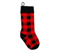 ULTECHNOVO Calcetines Navideños Colgantes Clásicos a Cuadros en Negro y Rojo Oscuro Bolsa de Dulces Decorativa para Árbol de Navidad Hogar y Fiestas Diseño Tejido y Capacidad para