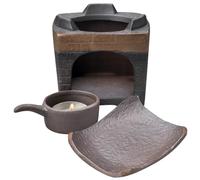 ULTECHNOVO Calentador de Té Cerámico Retro para Hogar Resistente al Calor Diseño Cuadrado Dorado Herramienta para Hornear Té Soporte para Tetera Adecuado para Infusiones