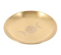 ULTECHNOVO Candelabro de Latón Plato para Vela de Pilar, 14 Cm, Diseño de Luna Creciente, para Ceremonias, Decoración del Hogar y Rituales Espirituales