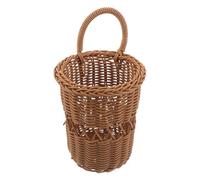 ULTECHNOVO Cesta Colgante Tejida a Mano Grande Marrón para Cubiertos y Utensilios de Cocina, Organizador de Almacenamiento de Pared Rústico, Soporte Transpirable para Vajilla y Utensilios