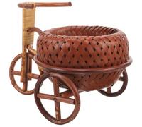 ULTECHNOVO Cesta Tejida de Bambú Marrón, en Forma de Triciclo, Canasta de Dulces Tejida, Ligera, No se Deforma Agrieta, para Flores Pequeñas y Decoración del Dormitorio