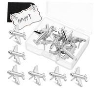 ULTECHNOVO Chinchetas Metálicas Avión 24 Unidades 19,3x20 Mm Alfileres para Corcho Resistentes Uso Oficina Viaje Decorativas