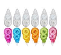 ULTECHNOVO Cinta Correctora para Estudiantes 12 Pcs, 12 M de Longitud Total, Set de 6 Unidades Blancas y 6 Unidades Arcoíris, Material Plástico Seguro, Práctico Corrector de Escritura