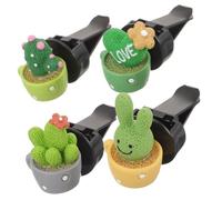 ULTECHNOVO Clip de Coche en Forma de Cactus de Resina para Decoración Aromática Interior, 4 Unidades Diseño Clip para Ventilación, Adecuado para Celebración Verano