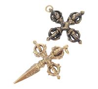 ULTECHNOVO Colgantes Budistas Vajra de Cobre Hechos a Mano Juego de 2 Piezas Estilo Aleatorio Accesorios DIY para Collar y Llavero Adorno Espiritual para Superar Obstáculos