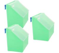 ULTECHNOVO Comedero Colgante Multifuncional para Jaula de Loros 3 Piezas, Caja de Alimentación de Plástico Duradero Verde Tapa, Dispensador Antisalpicaduras para Palomas y Pájaros Pequeños