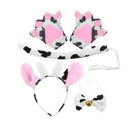 ULTECHNOVO Conjunto de Tocado de Vaca Diadema Orejas de Vaca y Rabo de Animal Accesorios para Disfraces para Cosplay y Fiestas Temáticas Lola