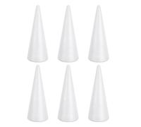 ULTECHNOVO Conos de Espuma Blancos para Manualidades Navideñas 6 Piezas Forma de Cono 25 CM X 9 CM Poliestireno Ligero para Decoración de Árboles Bodas y Proyectos DIY