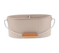 ULTECHNOVO Contenedor Organizador de Metal Asa de Madera para Baño, Cubo Amplio para Guardar Toallas y Accesorios de Ducha, Diseño Funcional para Orden Cuarto de Baño