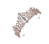 ULTECHNOVO Corona de Novia Vintage de Cristal Rosa Dorada Tocado Decorativo para Bodas y Fiestas Accesorio Resistente y Elegante para Novias y Damas de Honor