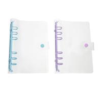 ULTECHNOVO Cubierta para Cuaderno de 6 Anillas A6 Transparente, Carpeta Flexible de Pvc Desmontable 2 Piezas (morado Madera y Azul Claro) para Oficina y Diario Personal