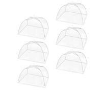 ULTECHNOVO Cubierta Plegable para Alimentos de 12 Pulgadas con Borde de Encaje de Color Claro, Protector Ventilado para Comida en Fiestas al Aire Libre, Picnic y Cocina del Hogar, Pack de 6