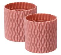 ULTECHNOVO Cubo para Brochas de Maquillaje de Plástico Rosa 2 Piezas Rotación 360°, Organizador Portátil y Resistente para Escritorio y Mesa de Maquillaje