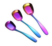 ULTECHNOVO Cuchara de Postre de Acero Inoxidable Resistente y Colorida Grande Utensilio de Cocina Multifunción para Miel y Buffet Cucharita Cuadrada para Uso Diario y Eventos