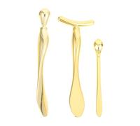ULTECHNOVO Cuchara para Crema de Ojos de Aleación de Zinc Dorada 3piezas Superficie para Masaje Ocular Uso Personal y Profesional en Cuidado Facial